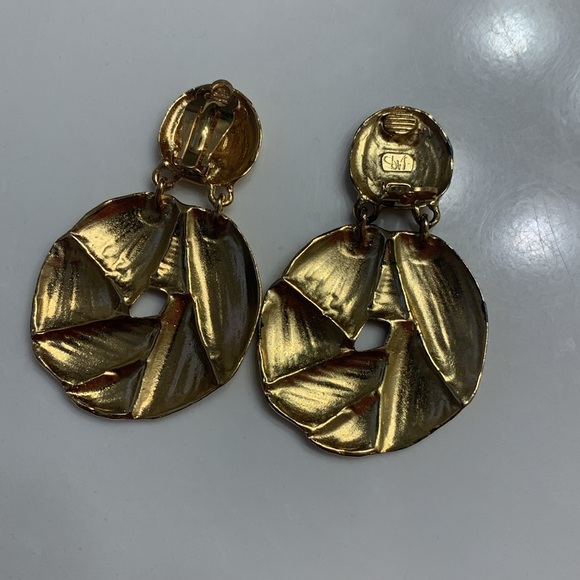 Diane von Furstenberg Vintage Doorknocker Clip-On Drop Earrings - Picture 2 of 5